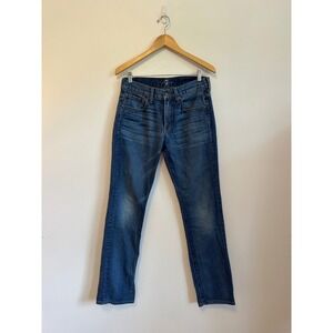 7 For All Mankind The Straight Jeans in Medium Wash Blue | Size 31